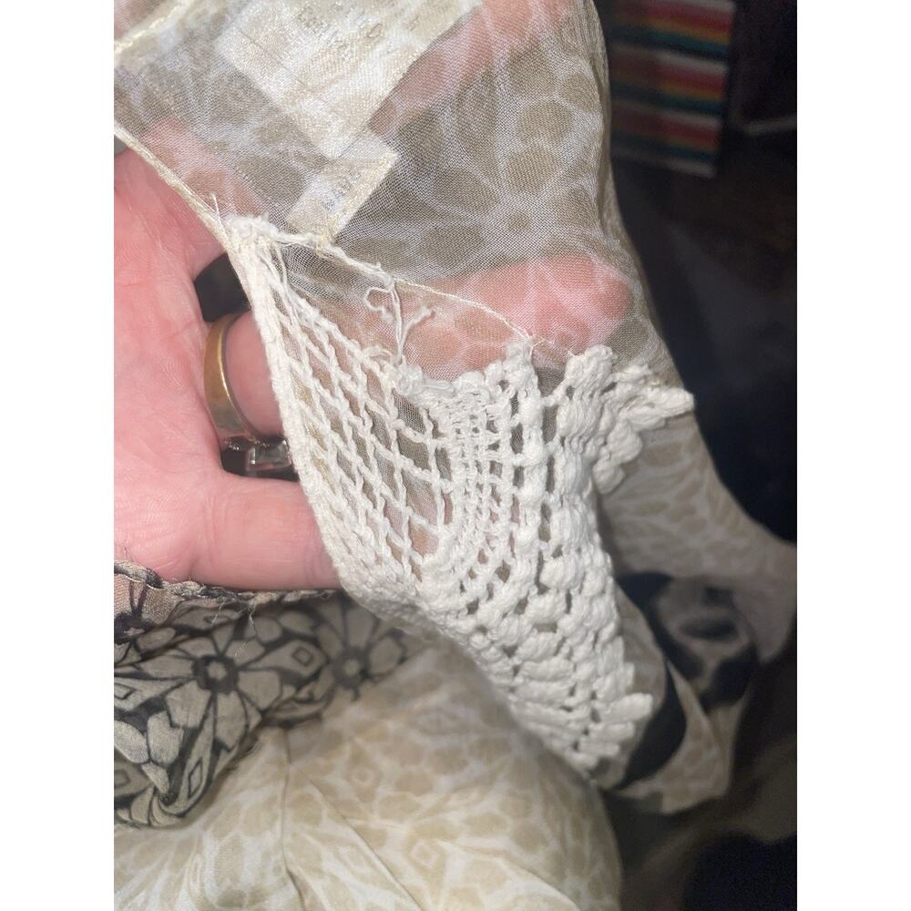 Women’s Avenue Sheer Kimono Cardigan With Soft Cotton Lace Trim Sz L - Picture 7 of 7